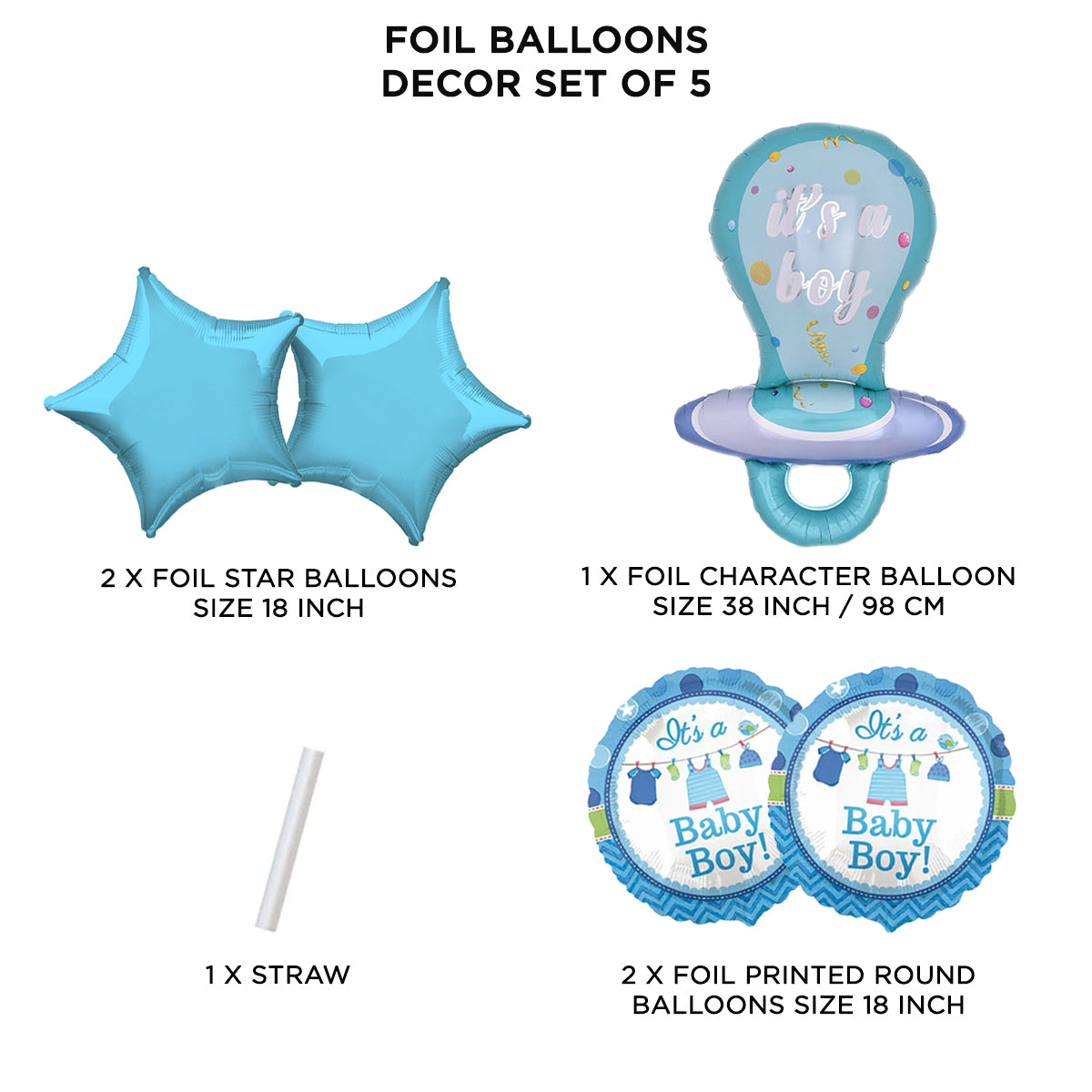 Baby Boy Pacifier Foil Balloon Set