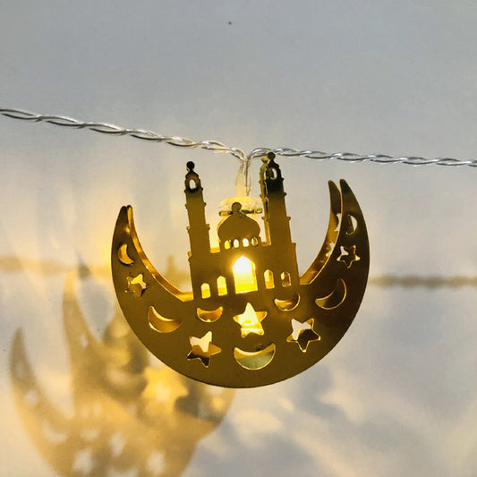Half Moon With Mosque Shape LED Fairy Light