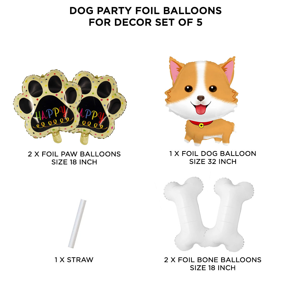 Dog Party Foil Balloon Set