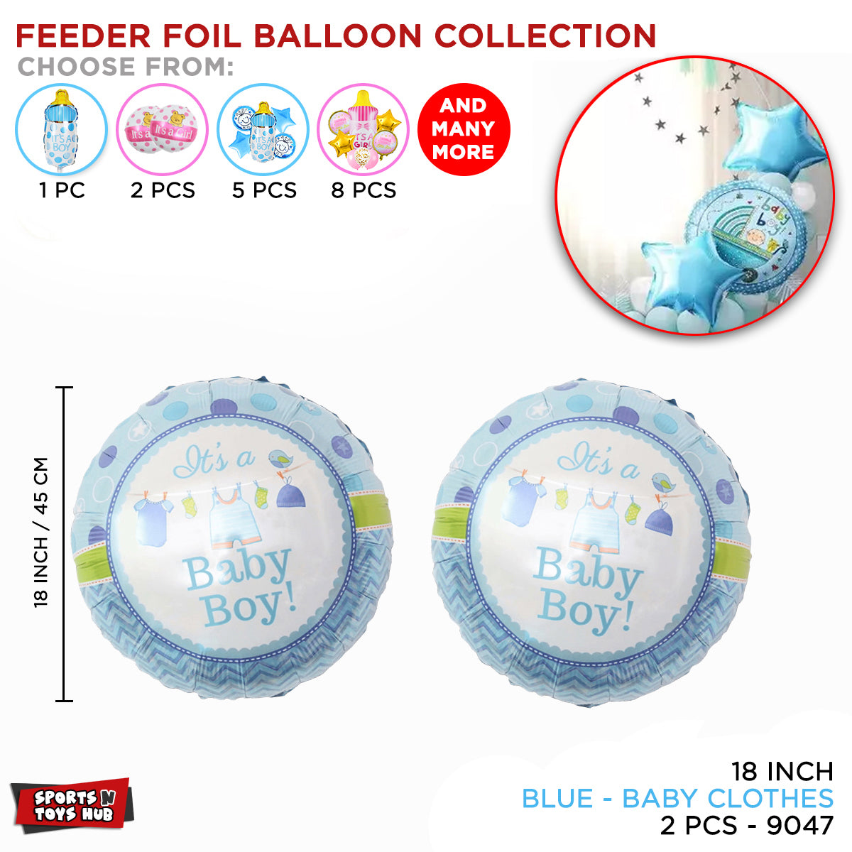 Baby Boy Round Foil Balloon Set