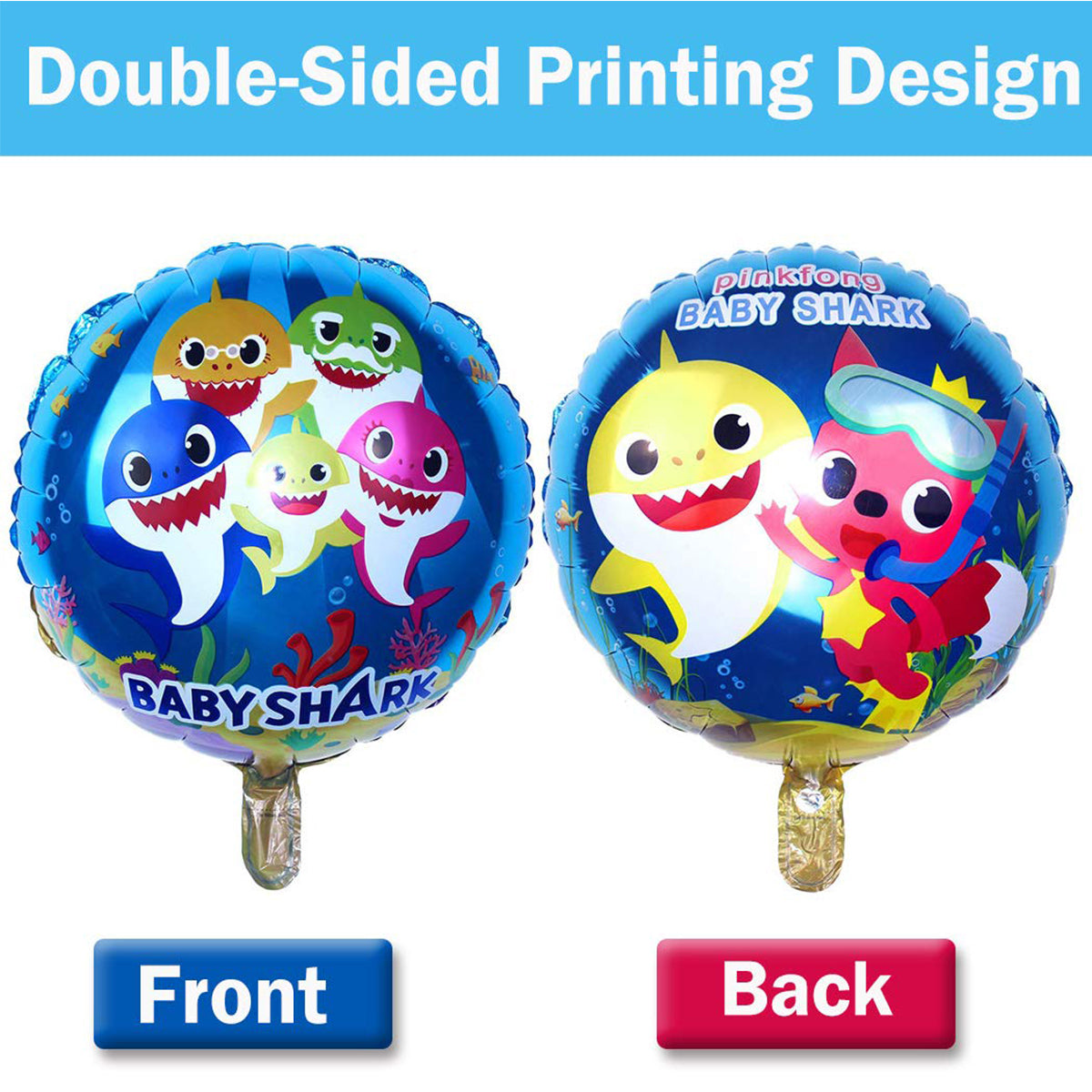 S-h-a-r-k Printed Round Foil Balloon Set