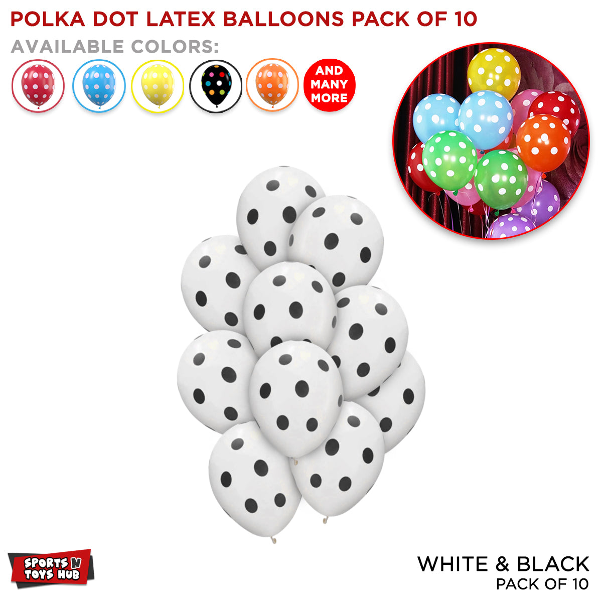 Polka Dot Latex Balloons Collection - 10 Pcs