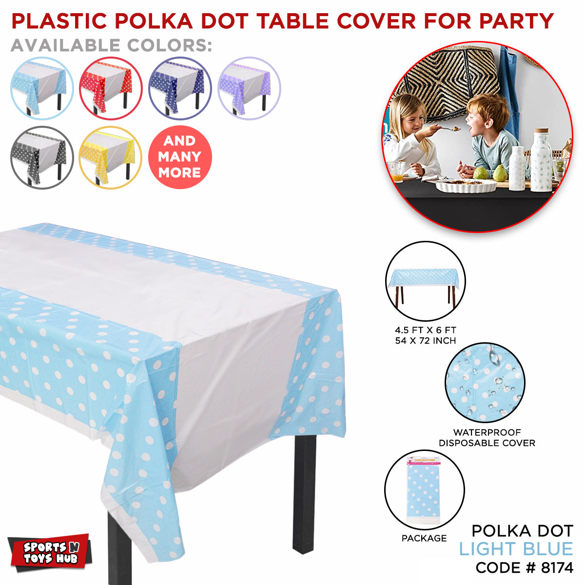 Polka Dot Table Cover Collection - Blue