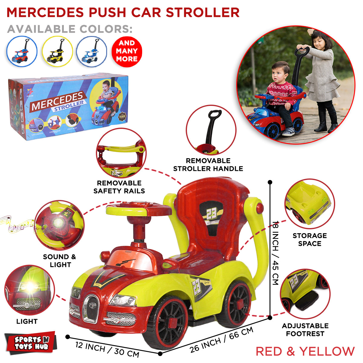 Mercedes Stroller 3 in 1 Kids Push Car