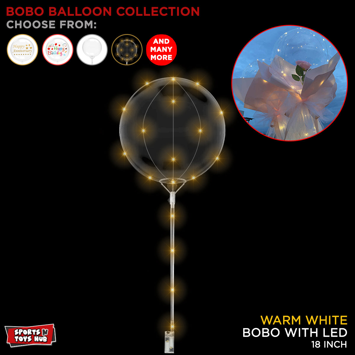 18 Inch Bobo Balloon With LED Collection