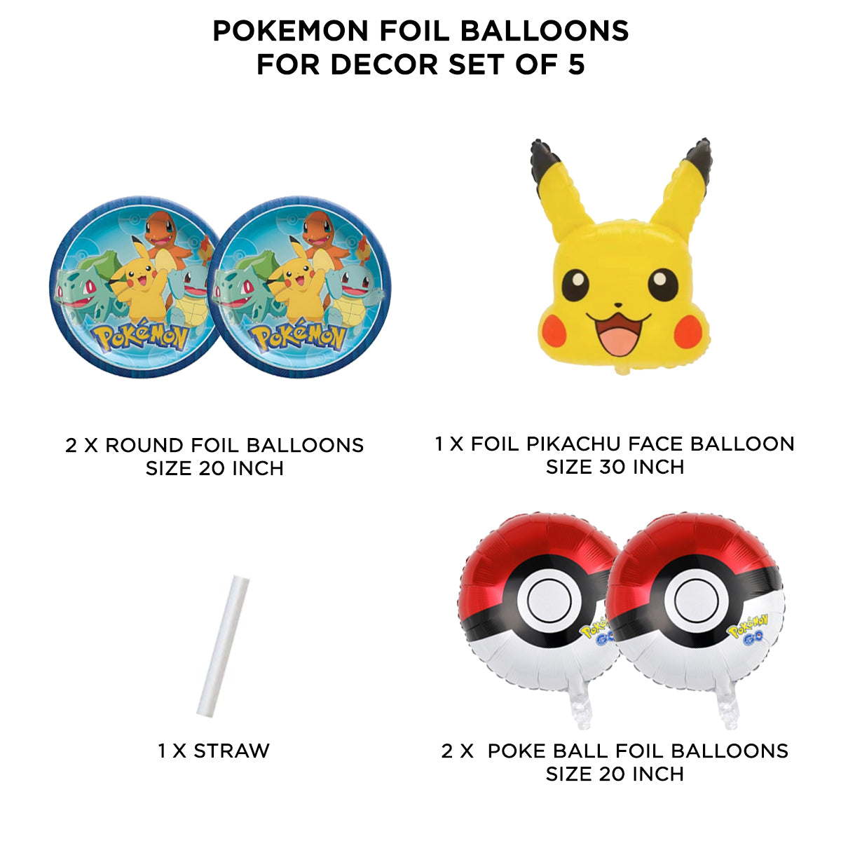 Pika-chu Foil Balloon Set