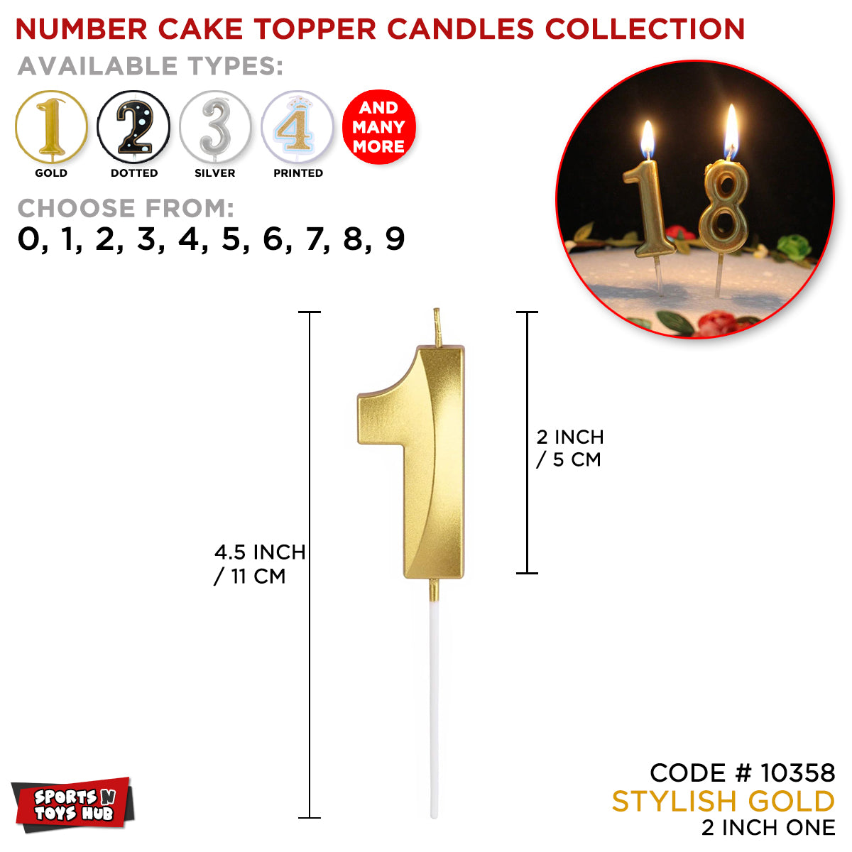 Gold Number Candle Collection