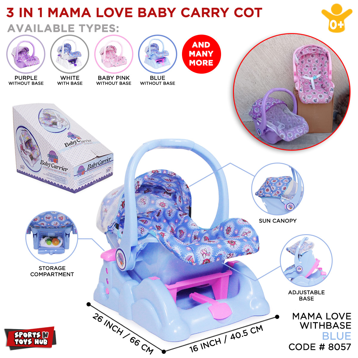 3 in 1 Mama Love Carry Cot With Base Collection