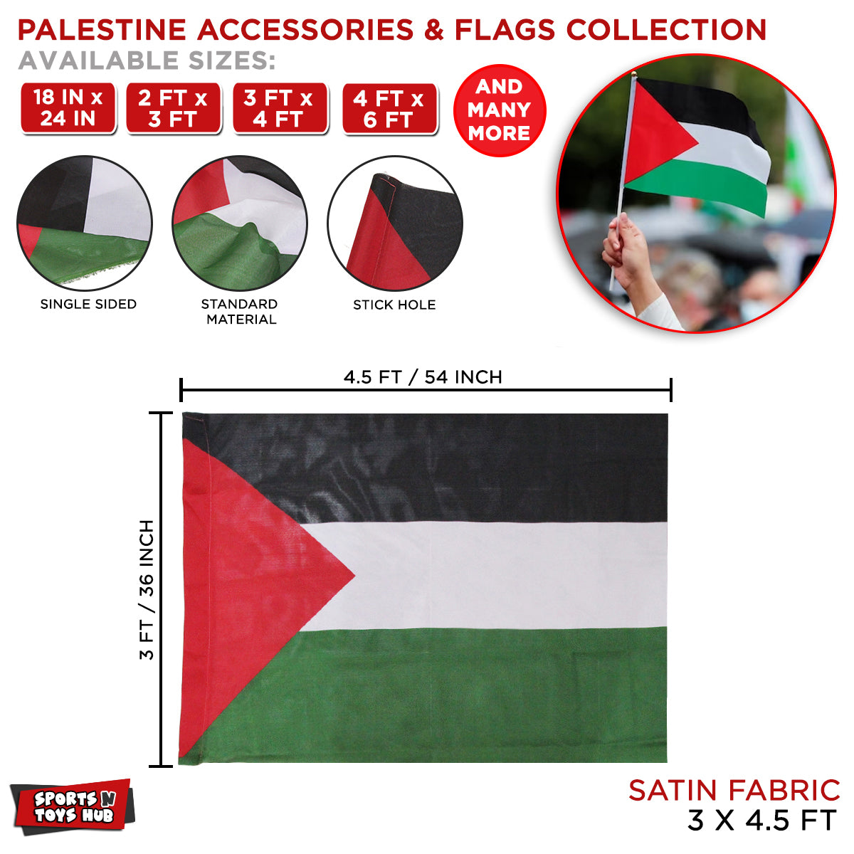 3 x 4.5 FT P@lestine Flag