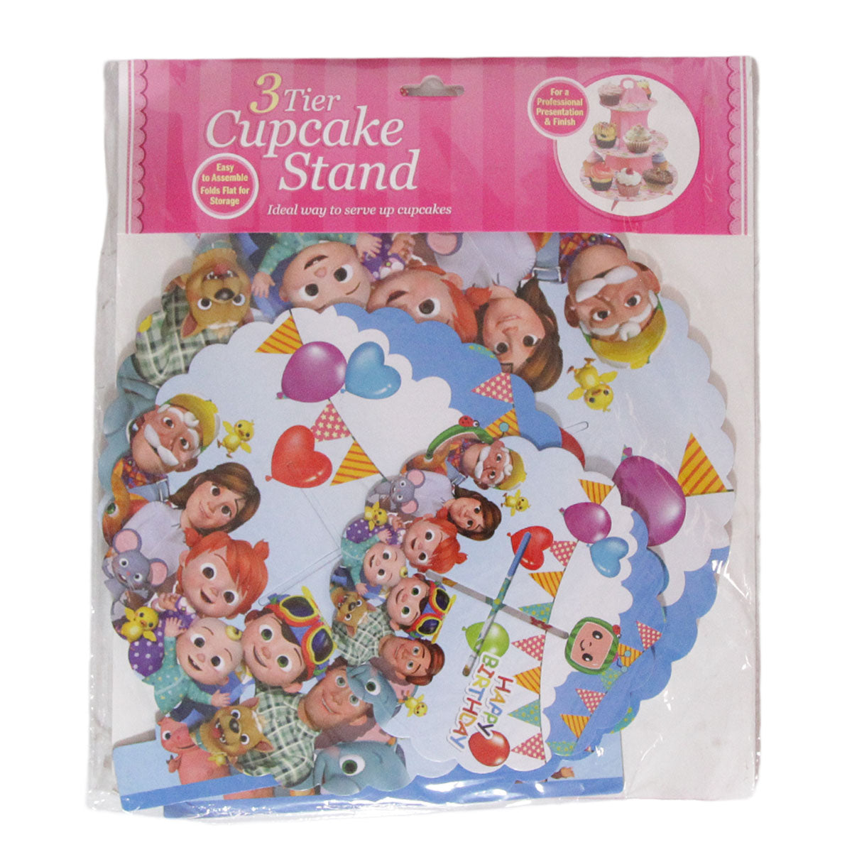 Three Tier Printed C0-C0 M-e-l-0-n Cardboard Cake Stand Tray