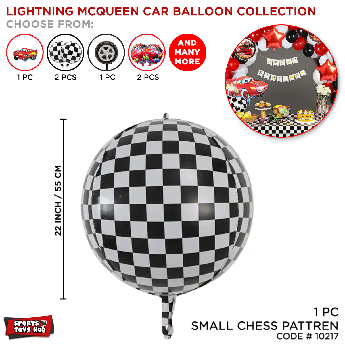Small Chess Pattern Round Foil Balloon