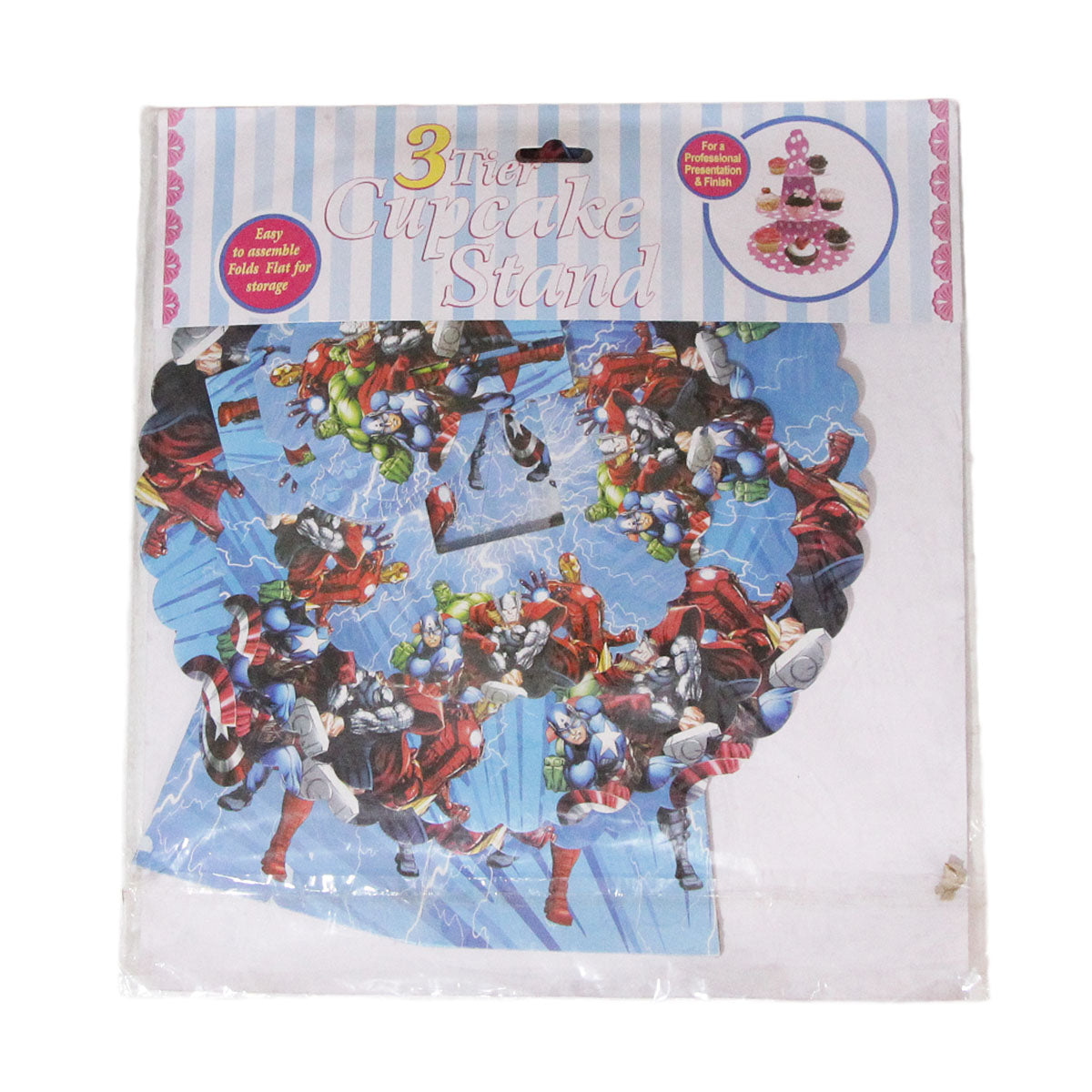 Three Tier Printed Super Her0es Cardboard Cake Stand Tray