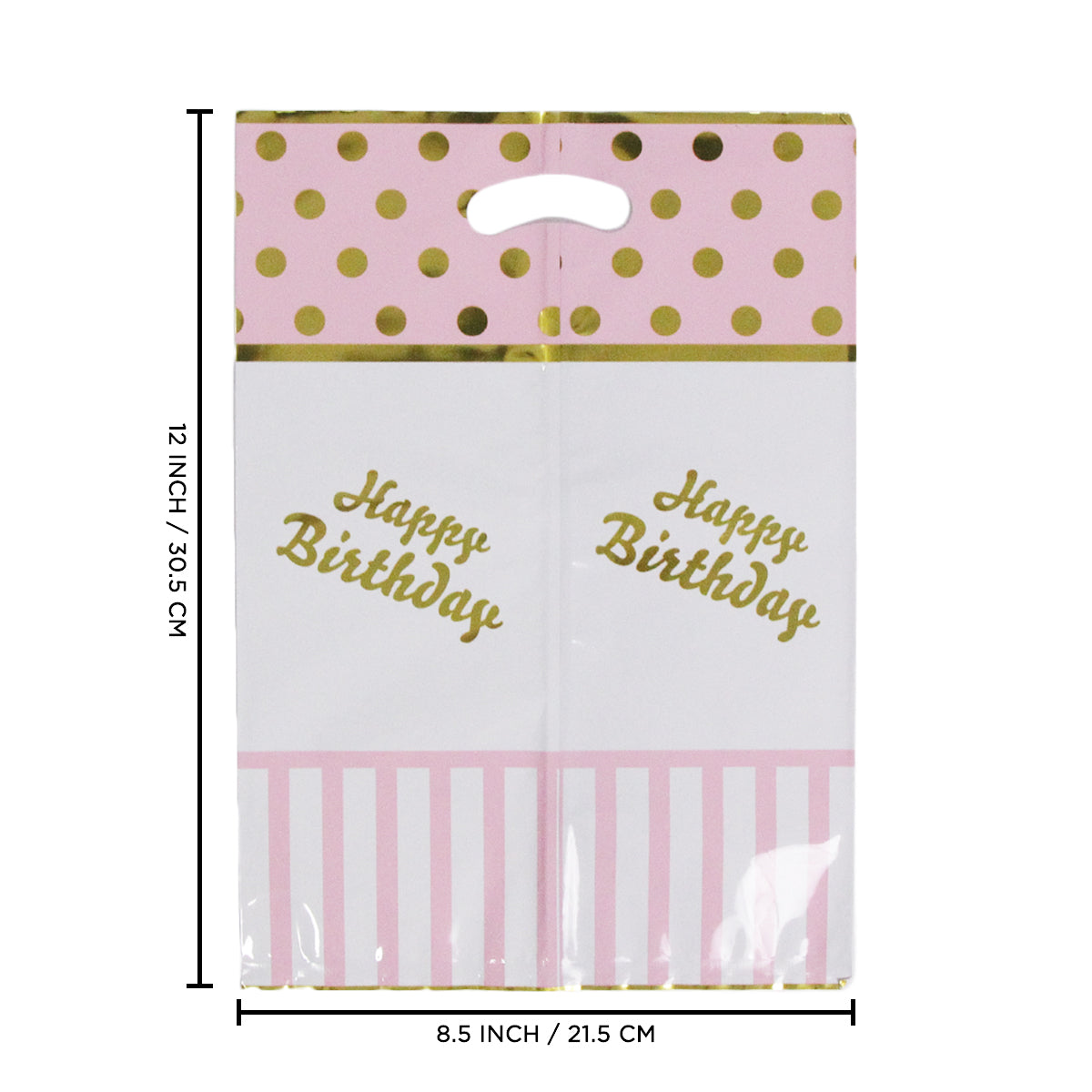 Printed Happy Birthday Polka Dot Style Goodies Gift Bags - 10 Pcs