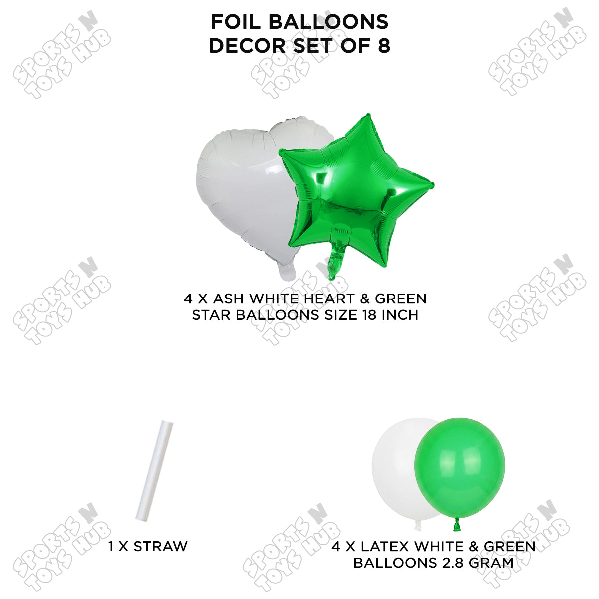 Independence Day Foil Shape Balloon With Latex Balloon - Pack Of 8 Set