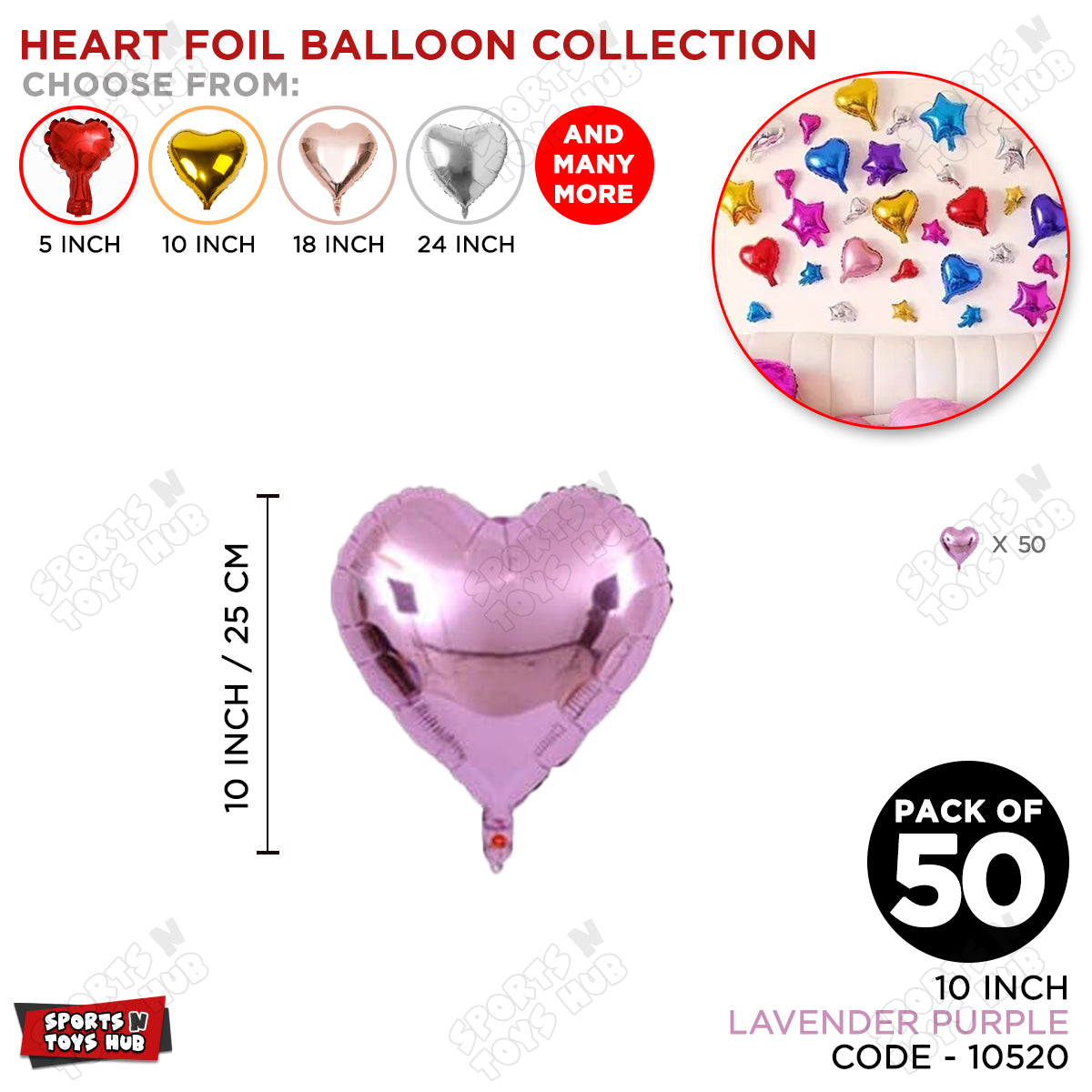 10 Inch - Lavender Purple Heart Foil Balloon
