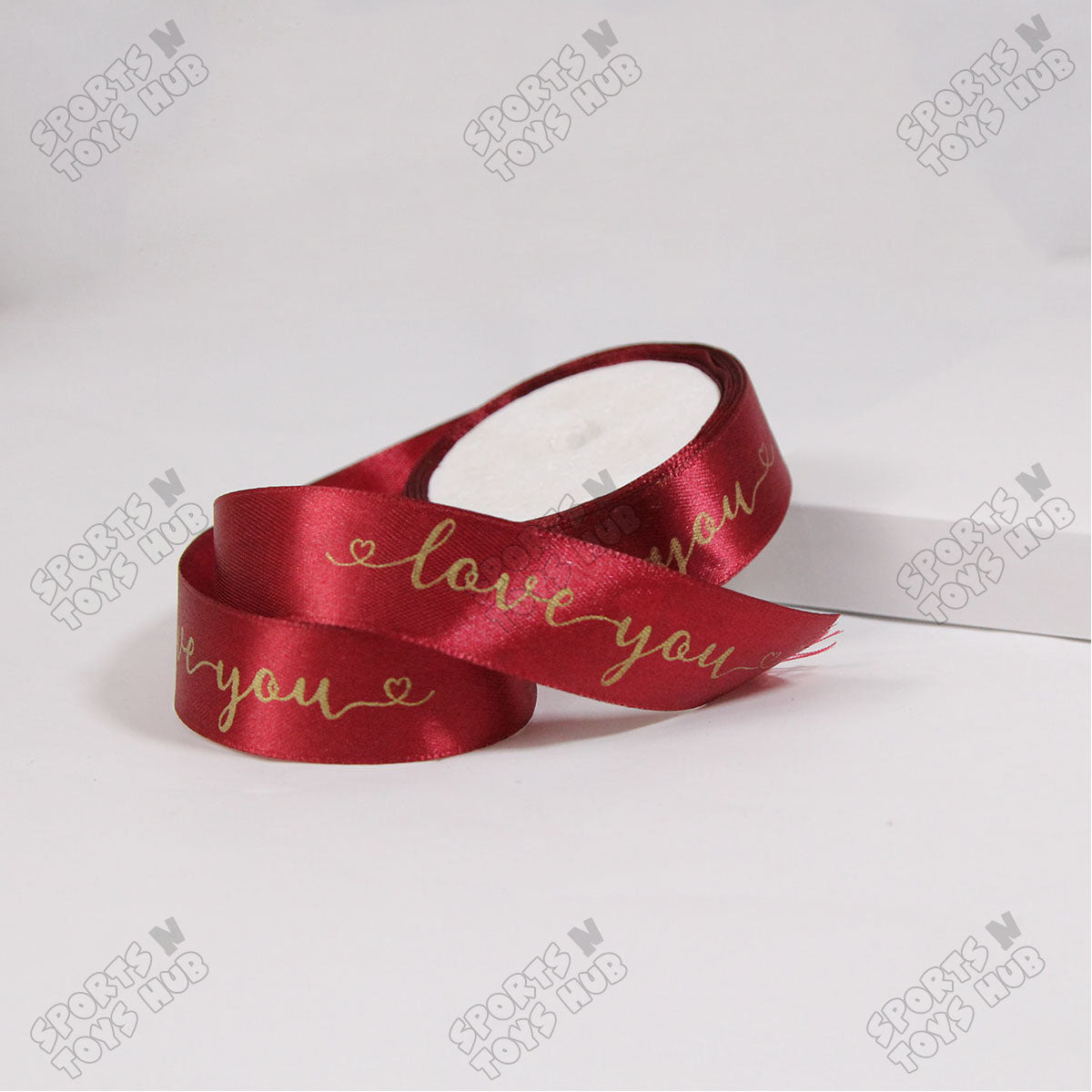 "Love You" Printed Satin Ribbon Roll – 1 Inch x 9 Yards for Gift Wrapping & Floral Decor