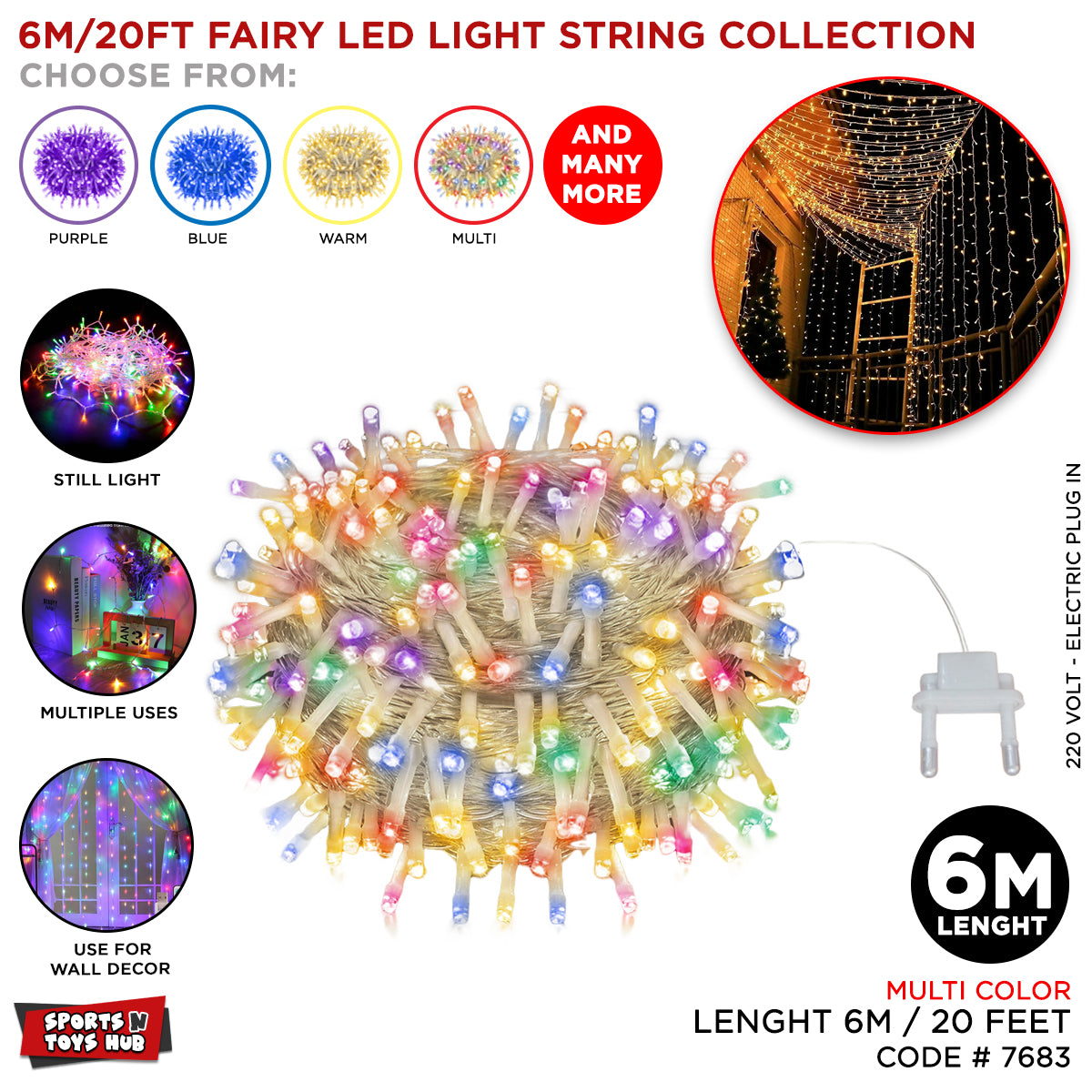 6M/ 20 FT Multi Color Fairy LED Lights