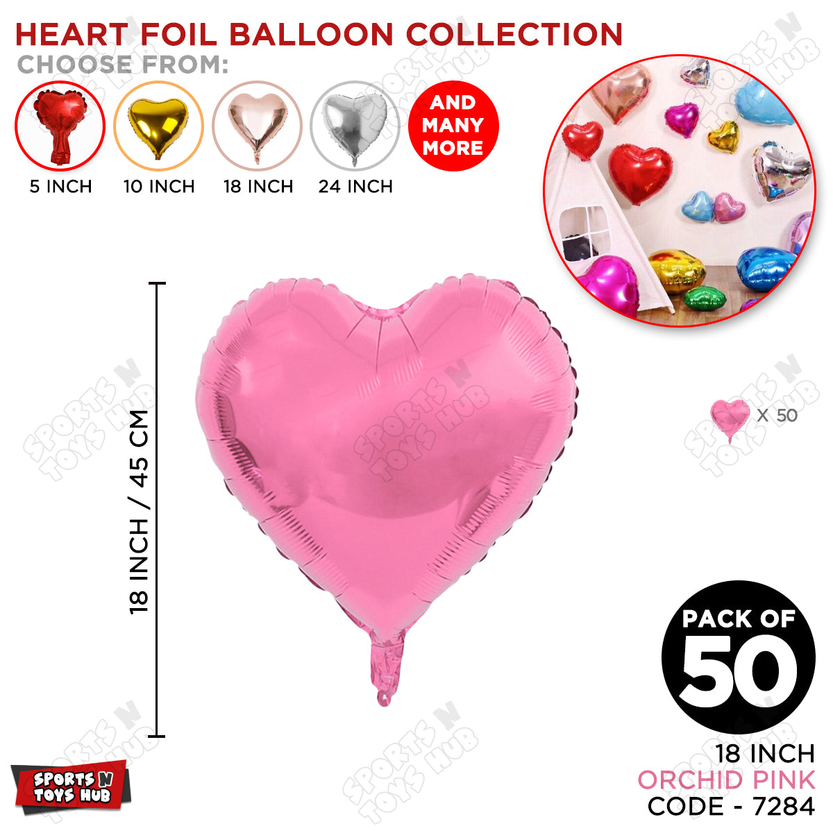 18 Inch - Orchid Pink Heart Foil Balloon