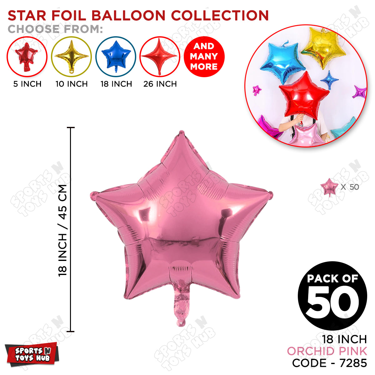 18 Inch - Orchid Pink Star Foil Balloon
