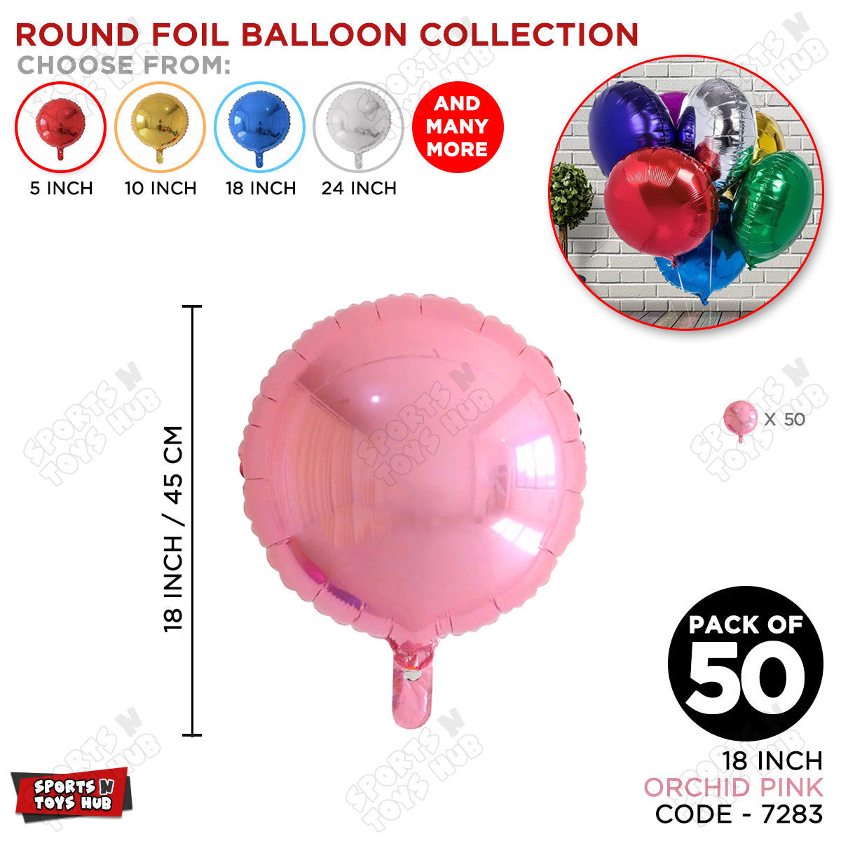 18 Inch - Orchid Pink Round Foil Balloon