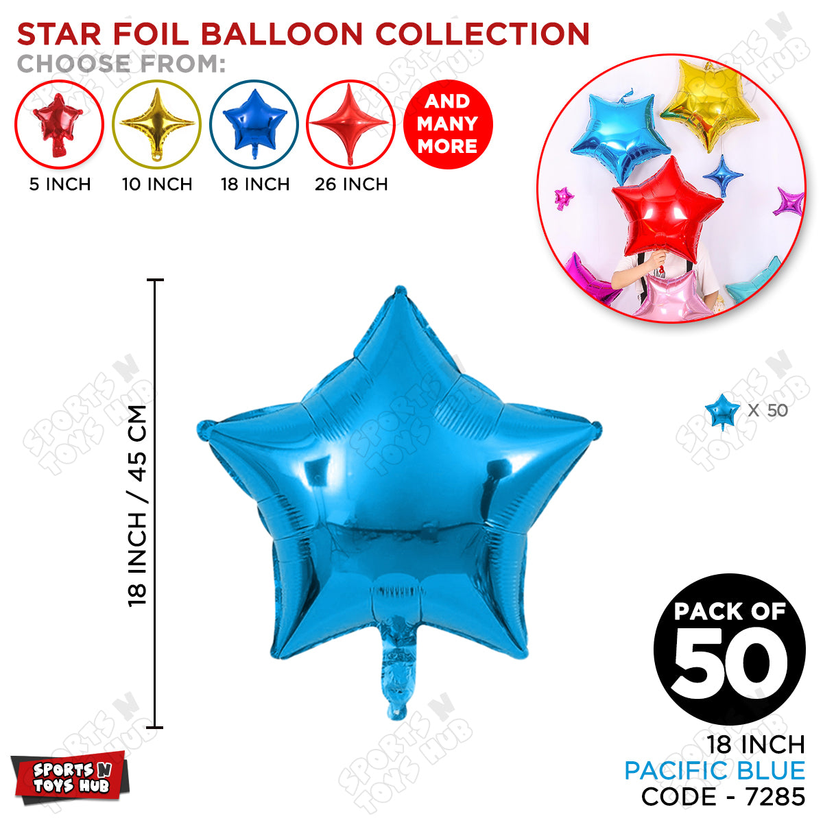 18 Inch - Pacific Blue Star Foil Balloon