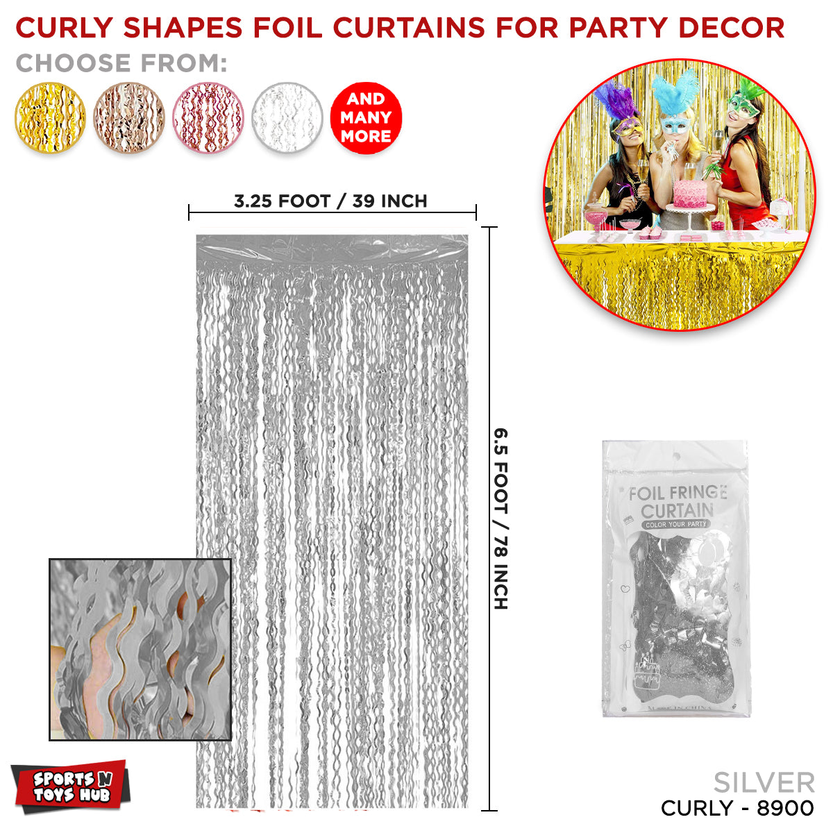 Tinsel Metallic Curly Foil Fringe Curtains Collection