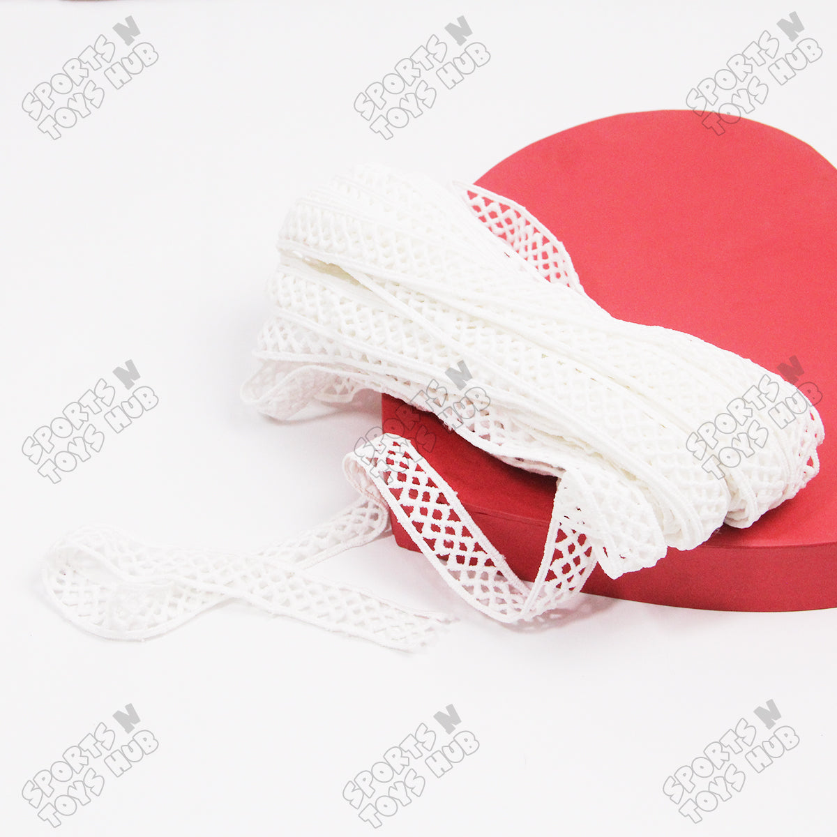 White Net Lace Trim Fancy Ribbon - 14 Yard