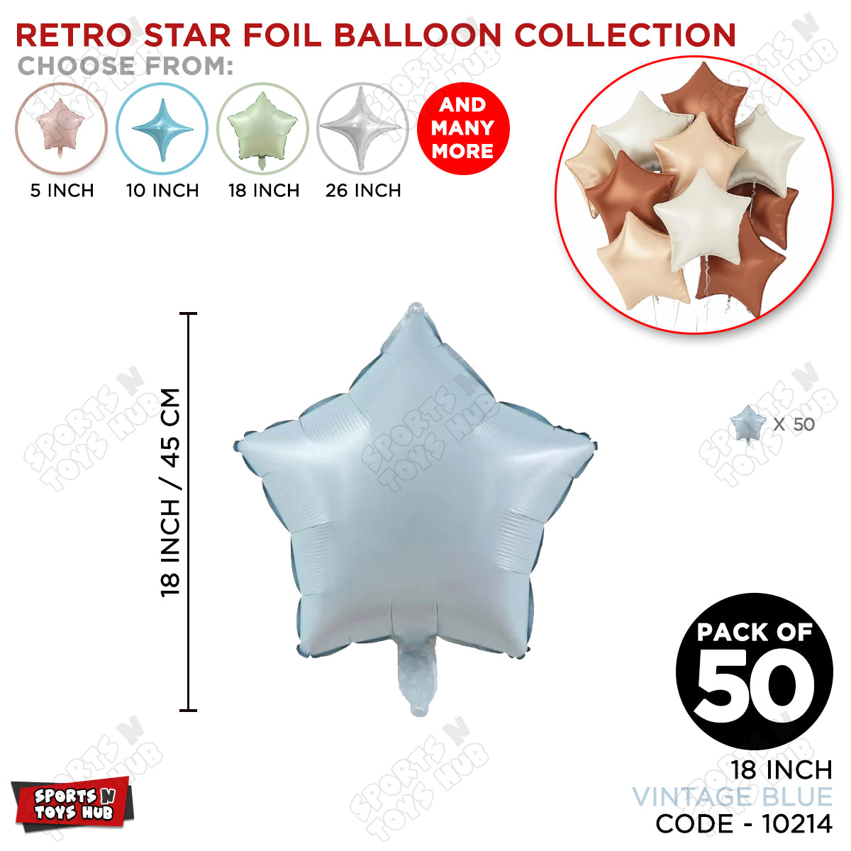 18 Inch - Vintage Blue Star Foil Balloon