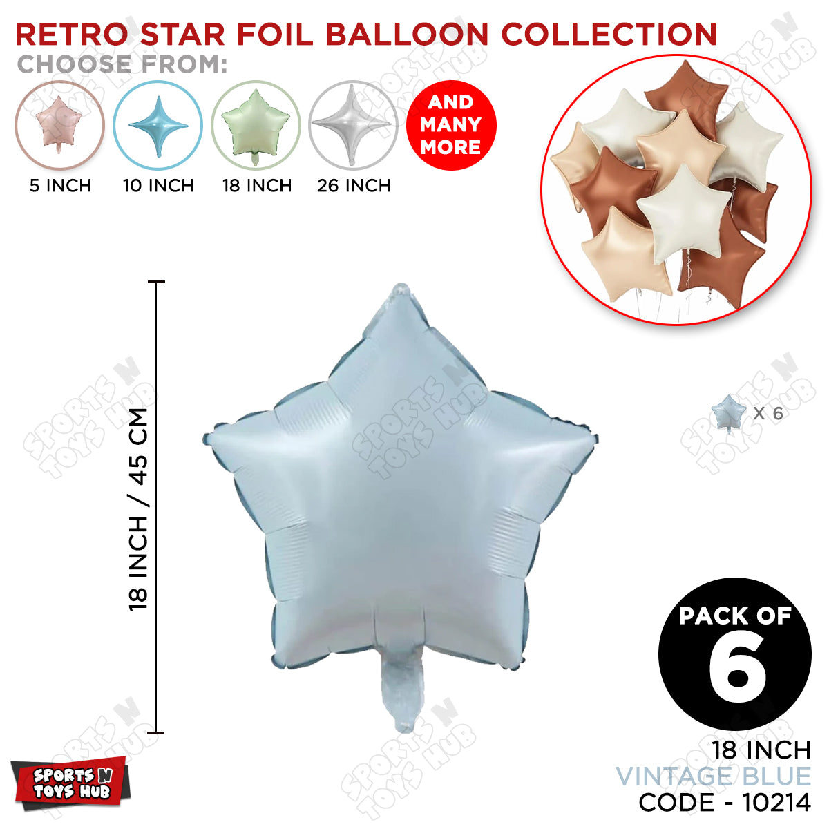 18 Inch - Vintage Blue Star Foil Balloon