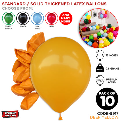 12 Inch 2.8 Gram Solid Latex Round Balloons - 10 Pcs