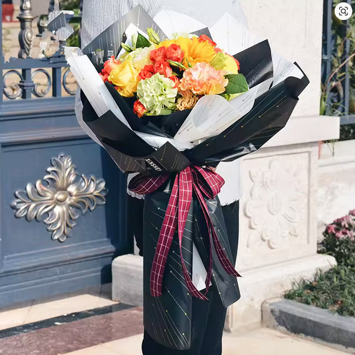 New Meteor Shower Linear Orbicular Pattern Translucent Floral Wrapping Sheets