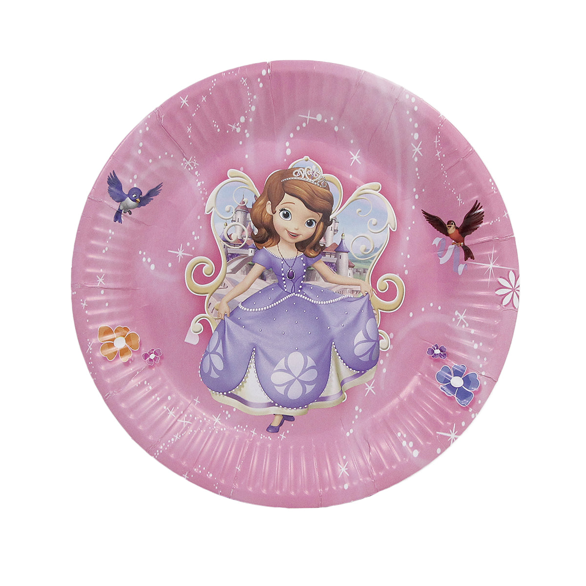 Printed Princess Sofia Cartoon Character Disposable Paper Plates for Birthday Parties - Pack of 10