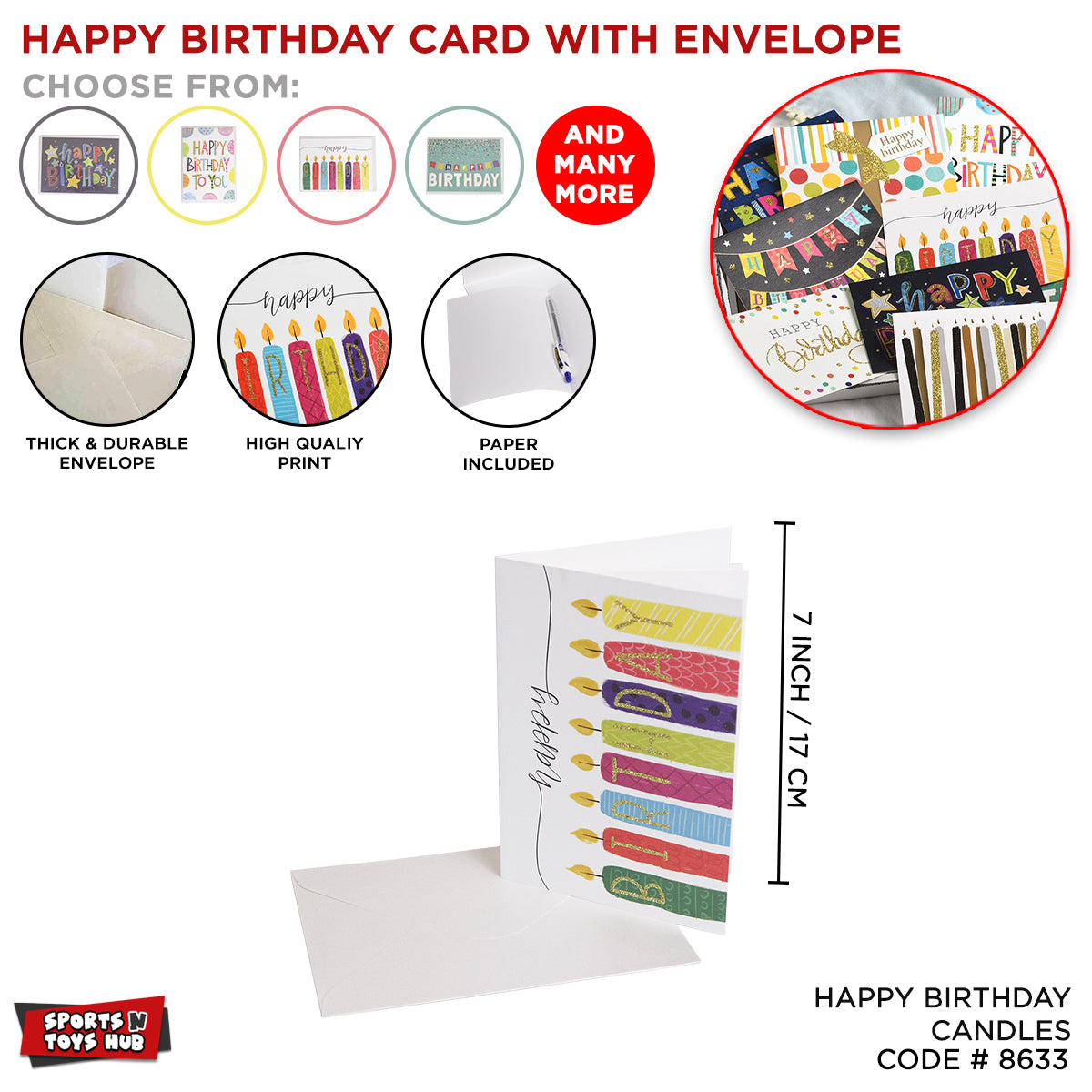 Happy Birthday Printed Candle Greeting Gift Cards