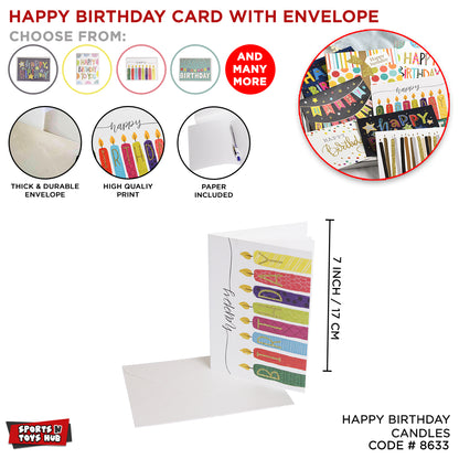 Happy Birthday Printed Candle Greeting Gift Cards