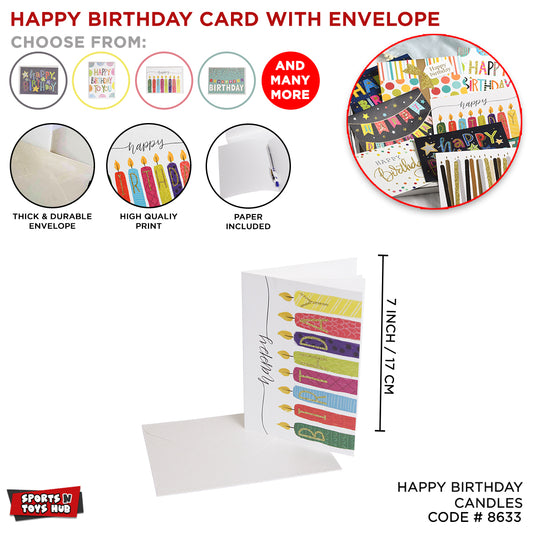 Happy Birthday Printed Candle Greeting Gift Cards