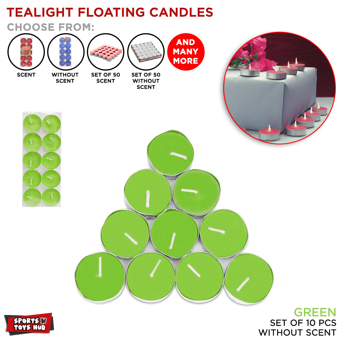 Non Scented Floating Candles - 10 Pcs