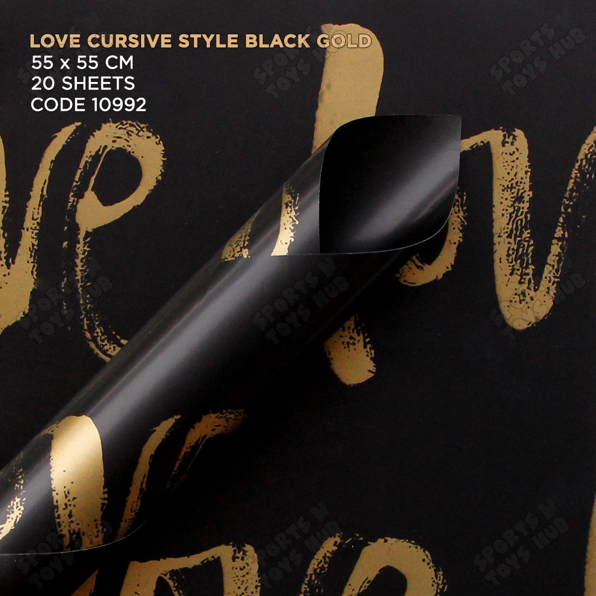 New Love Cursive Brush Script Text Print Opaque Floral Wrapping Sheets