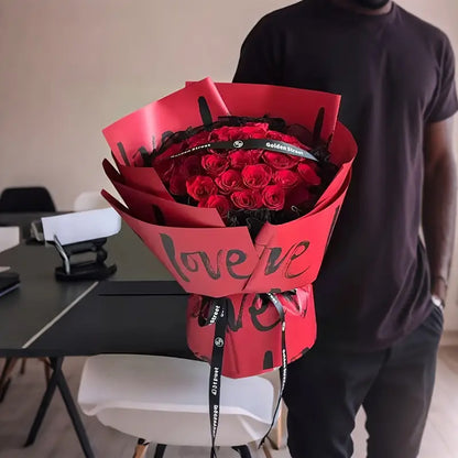 Love Cursive Text Bouquet Paper Sheet - Mix Color 20 Sheet Pack - Flower Wrapping Sheets