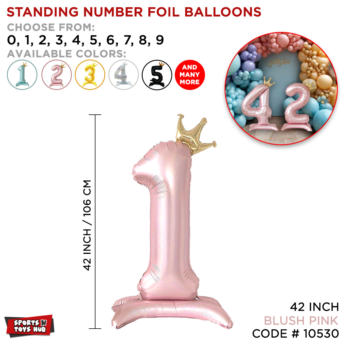*Standing Number Foil Balloon- Blush Pink - 42 inch