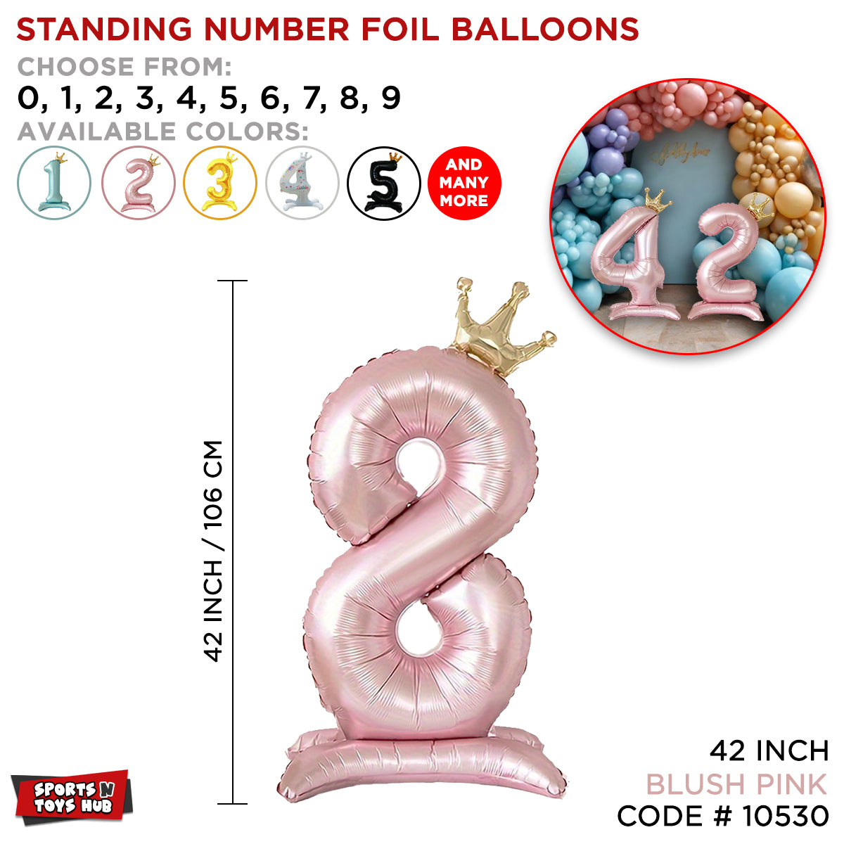 *Standing Number Foil Balloon- Blush Pink - 42 inch