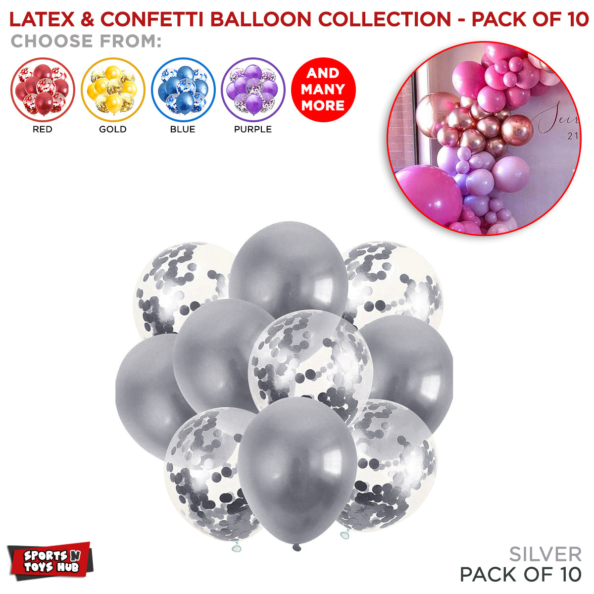 Chrome Latex Round Balloons Collection - 10 Pcs