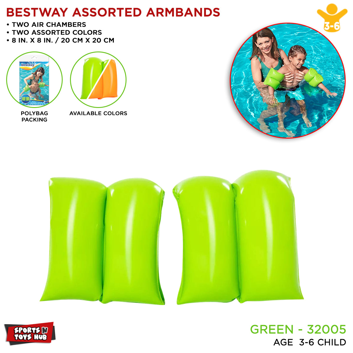 Bestway Inflatable Colored Arm Bands Collection - 32005