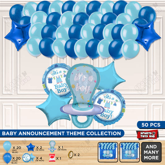 Baby Boy Pacifier Foil Balloon Set Garland Theme - Pack Of 50
