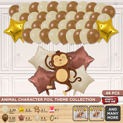 Jungle Safari Monkey Foil Balloon Set Theme
