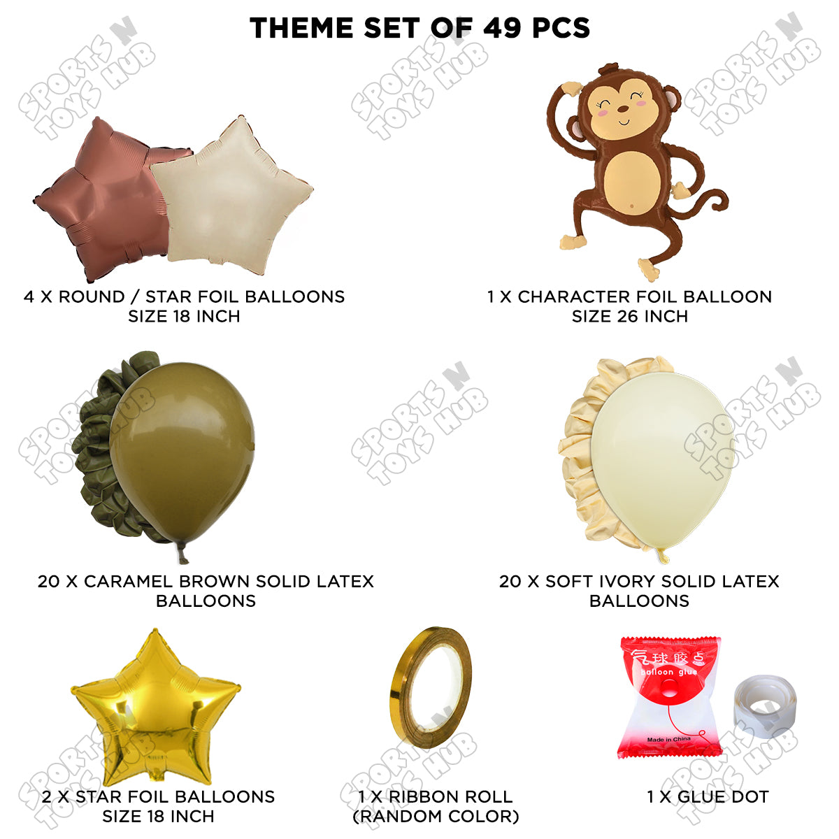 Jungle Safari Monkey Foil Balloon Set Theme