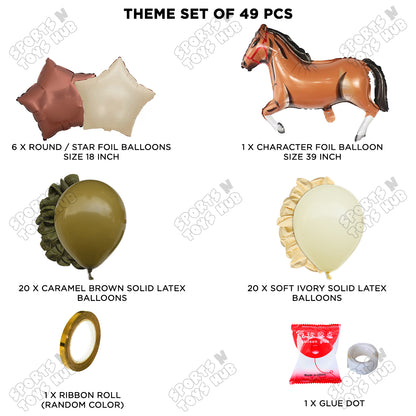 Cartoon Brown Horse Theme Foil Balloon Set – Cute Animal Horse Foil Balloons for Kids Birthday Party Decorations, Farm Theme Celebration, Baby Shower Events, Photo Booth Backdrop & Party Supplies