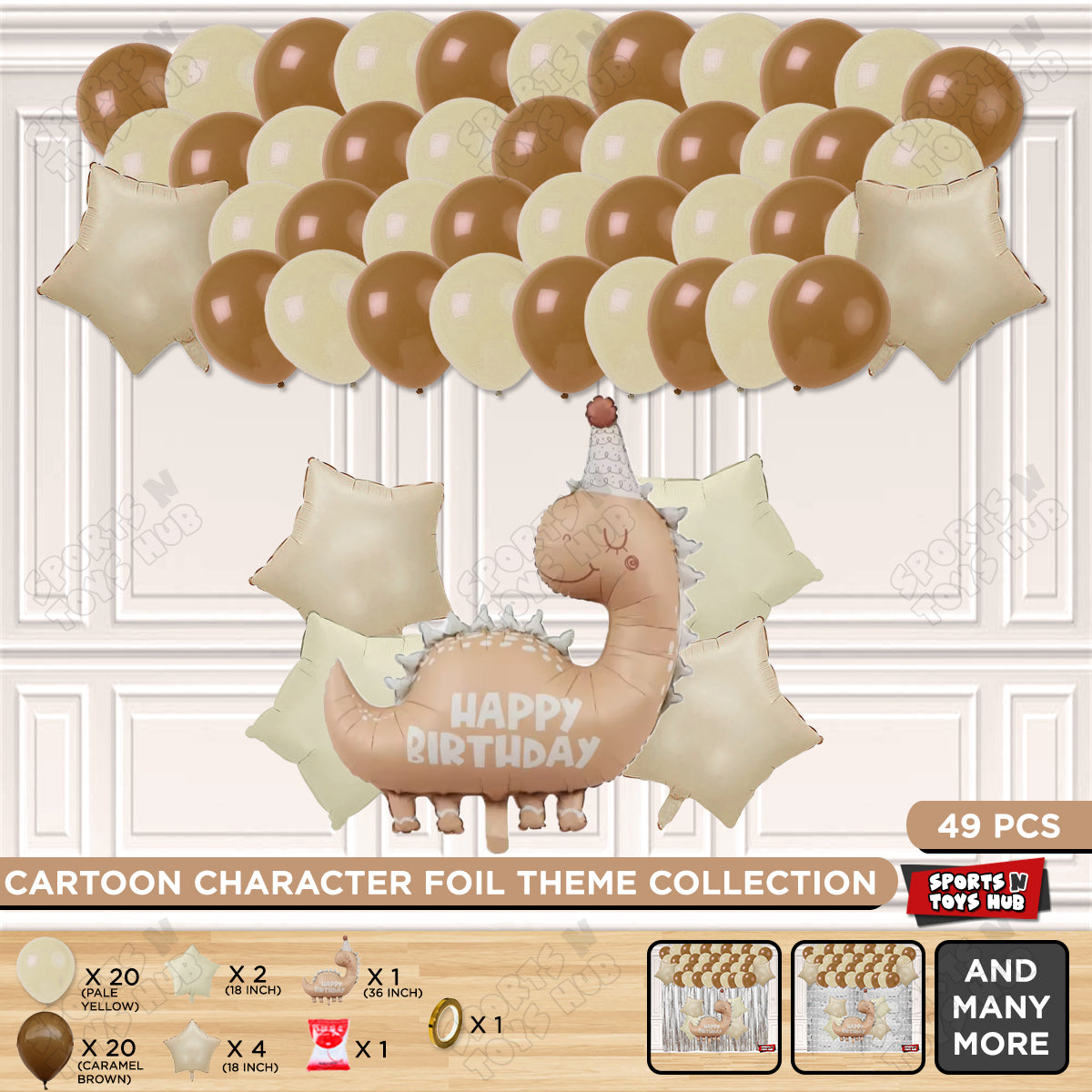 Pastel Matte Dino Foil Balloon Theme Decoration Set