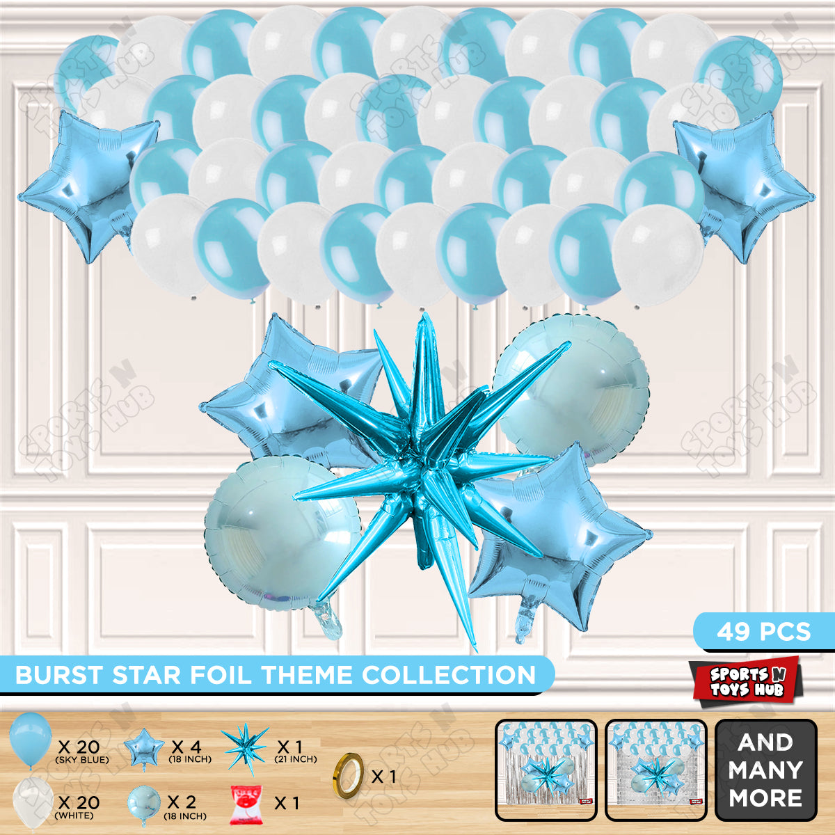 Brust Star Blue Color Foil Balloon Party Decoration Set Theme