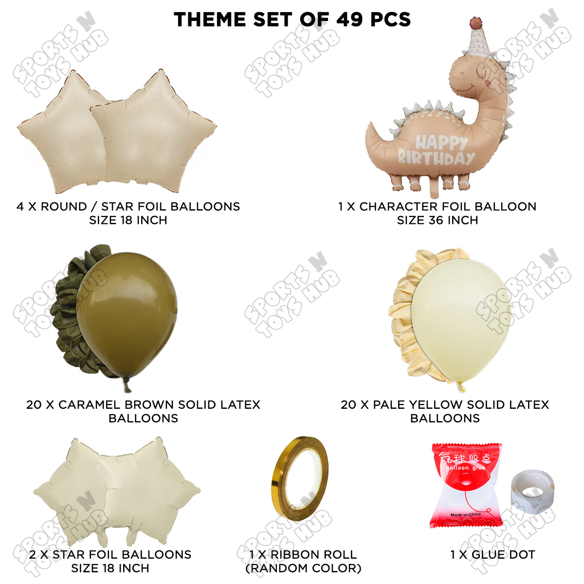 Pastel Matte Dino Foil Balloon Theme Decoration Set