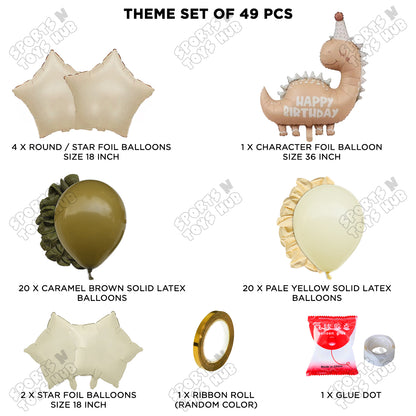Pastel Matte Dino Foil Balloon Theme Decoration Set